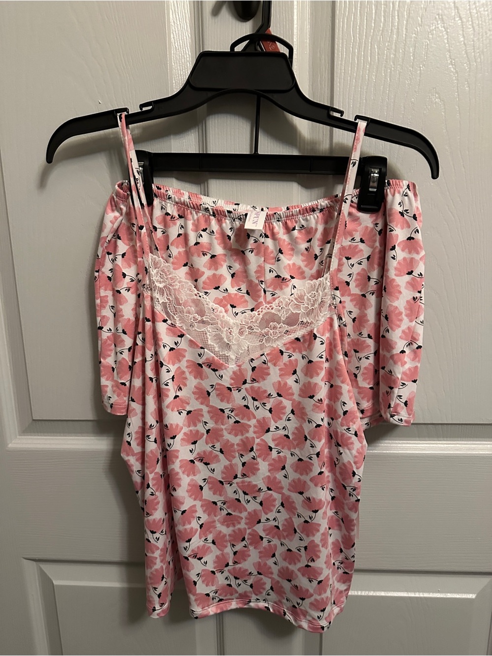 Women's Pink Floral Lace-Trim Sleep Top - Soft Nightwear
